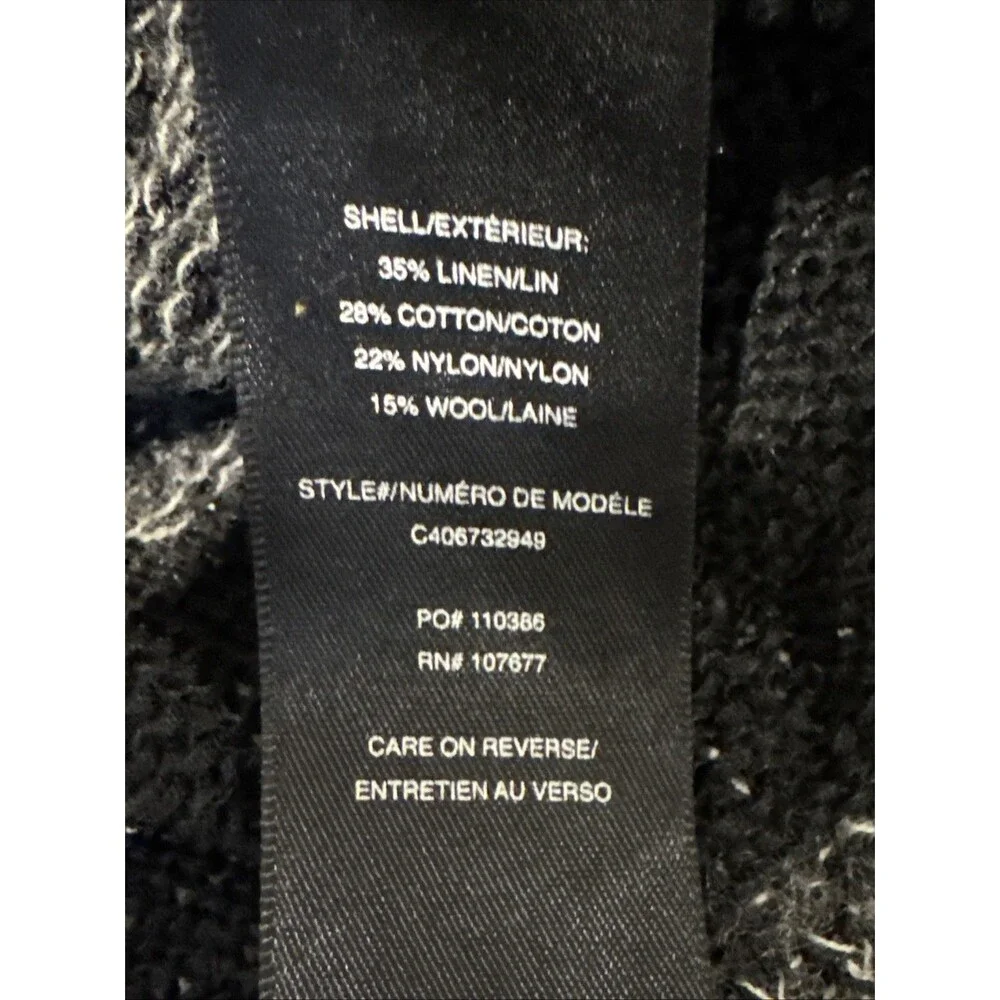 Alice + Olivia Women's M Gray Black Colorblock Linen Blend Open Knit Sweater
